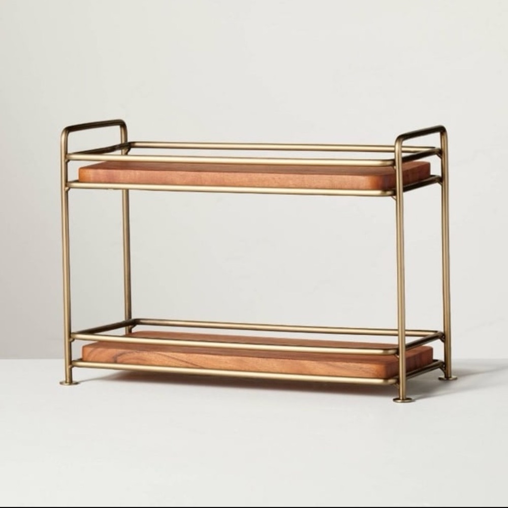 Tiered Wood & Brass Rectangular Serving Stand - Hearth & Hand with Magnolia
